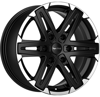 SUPERMETAL COMPASS DULL BLACK POLISHED LIP 8.5x18 6/139 ET45 CB93.1
